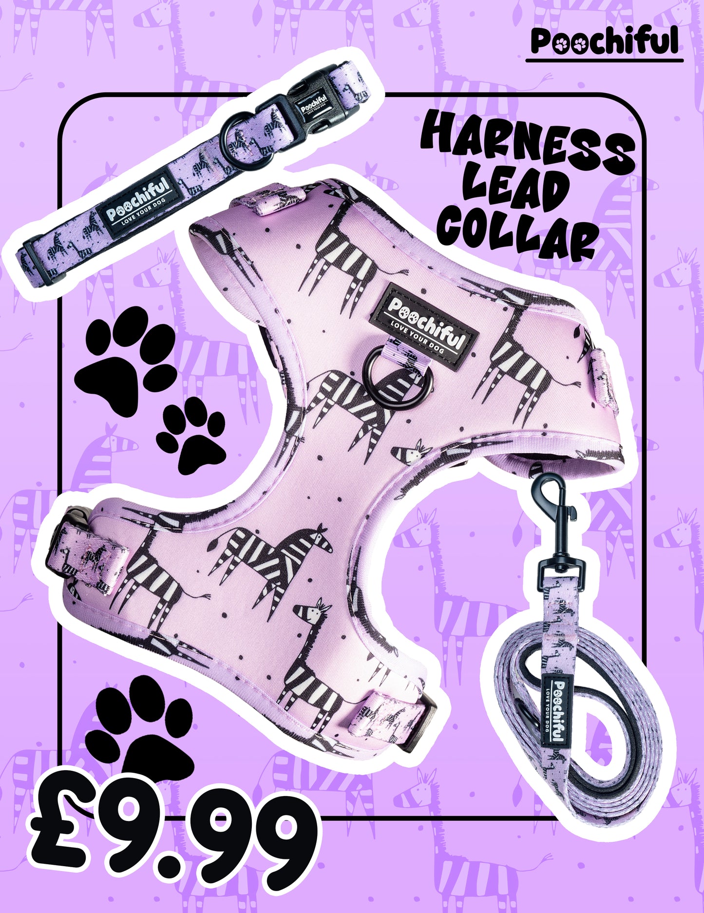 Adjustable Harness Bundle - Zee Zee Zebra - Lilac Edition