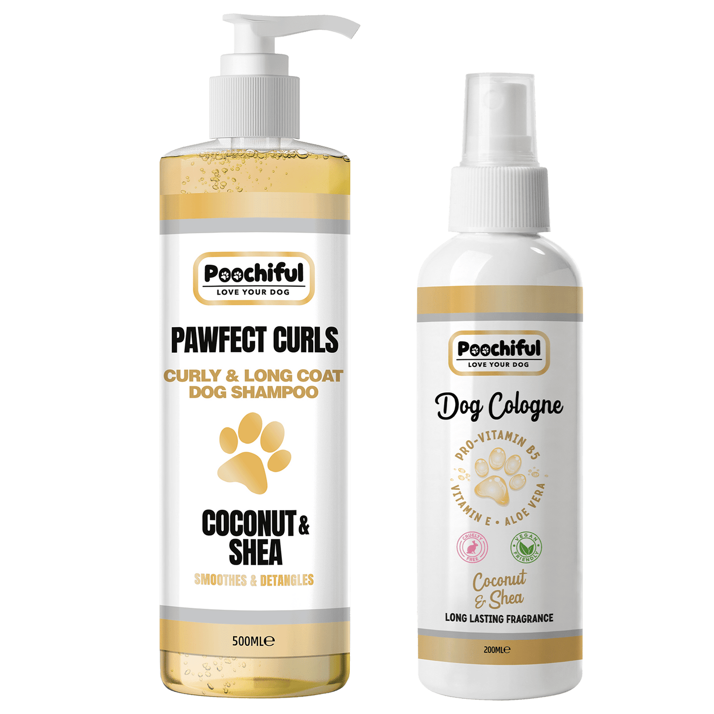 Pawfect Curls Dog Shampoo 500ml + Coconut and Shea 200ml Cologne Spray Bundle